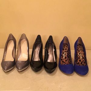 3 pairs size 7 heels